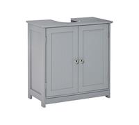 Kleankin Meuble sous-vasque 2 portes avec étagère – Gris – 60 x 30 x 60 cm