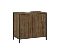 Meuble vasque simple Naola, 70x65cm avec 2 compartiments de rangement fermés, Chêne/Noir, Vicco 56461