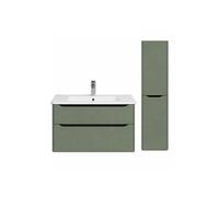 Meuble vasque suspendu Sento Round 120cm Vert mat + Colonne version droite