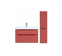 Meuble vasque suspendu Sento Round 80cm Terracotta mat + Colonne version droite
