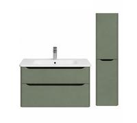 Meuble vasque suspendu VitrA Sento Round 100cm Vert mat + Colonne version droite