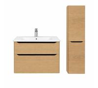 Meuble vasque suspendu VitrA Sento Round 120cm Chêne naturel doré + Colonne version droite