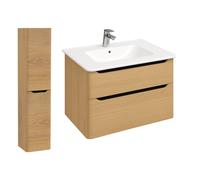 Meuble vasque suspendu VitrA Sento Round 80cm Chêne naturel doré + Colonne version gauche