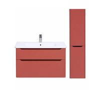 Meuble vasque suspendu VitrA Sento Round 80cm Terracotta mat + Colonne version droite