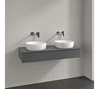 Meuble vasque Villeroy & Boch Antao L13150GK Meuble vasque Villeroy & Boch Antao L13150GK carré avec trou de robinetterie, fixation murale, kit de montage inclus, 2 siphons gain de place pour 2 vasque