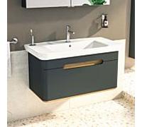 Meuble vasque VitrA Sento 60820 98 x 48,5 x 50 cm, anthracite mat, décor, trop-plein, trou de robinetterie central