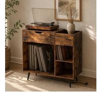 Meuble vinyle prise USB Type-C 79,5x40x79 cm, brun rustique