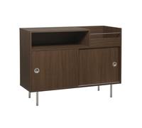 Meuble vinyle vintage décor bois et acier inoxydable 100cm SHELBY