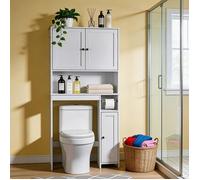 Meuble WC - ALIGHTUP - Colonne Salle de Bain avec 2 Portes, Étagères ouvertes et placards latéraux - 80 x 20 x 170cm