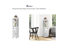Meuble WC Armoire Étagère de salle de bains - QUIIENCLEE - Blanc - 20x20x80cm - Contemporain - Gain de place