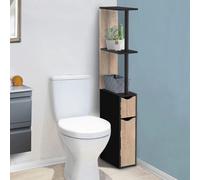Meuble wc étagère bois willy 2 portes noir et hêtre