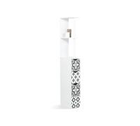 Meuble WC étagère bois WILLY 3 portes blanc et motif carreaux de ciment gris
