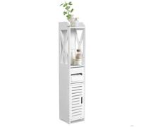 Meuble WC étagère, Support pour Papiers Toilettes, Colonne, Gain de Place 15*15*80cm blanc