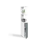 Meuble WC étagère WILLY bois 2 portes blanc et gris
