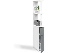 Meuble WC étagère WILLY bois 2 portes blanc et gris Gris G