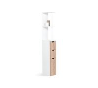 Meuble WC étagère WILLY bois 3 portes blanc et hêtre