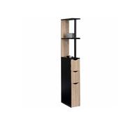 Meuble WC étagère bois WILLY 3 portes noir et hêtre