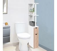 Meuble Wc Étagère Willy Bois Gain De Place Pour Toilette 2 Portes Hêtre Beige