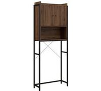 Meuble WC meuble dessus toilettes style industriel Kleankin 2 portes avec étagère niche acier noir aspect noyer Marron G