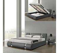 MEUBLER DESIGN Lit Coffre Nova 160x200 cm Gris