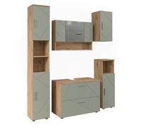 Meubles bain Irma, 5 pièces, Vert sauge, Vicco 59138