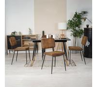 Meubles Cosy Ensemble Table à Manger Extensible avec 4 Chaises en Suédine, Style Industriel, Design Élégant et Confortable, Noir + Or + Marron