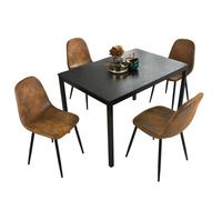 MEUBLES COSY Ensemble table à manger extensible noire et 4 chaises en suédinepour cuisine salon style scandinave