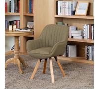 MEUBLES COSY Fauteuil de Bureau Rotatif Tissu Vert et Pied en Bois de Hêtre,Style Scandinave,CARSON