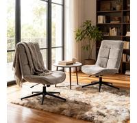 Meubles Cosy Fauteuil de Salon Pivotant Lot de 2, Chaise Relax Moderne avec Hauteur Réglable, Dossier Inclinable et Pliable, en Tissu Doux et Pieds Métal, Gris