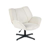 Meubles Cosy : fauteuil lounge pivotant et réglable avec accoudoirs, en velours côtelé beige – DUROTHIL