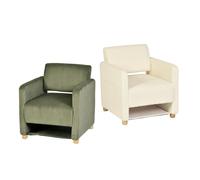 Meubles Cosy - Lot de 2 fauteuils relax 1 place pour le salon - Fauteuils rembourrés en velours côtelé beige et vert – KARIA