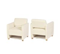 Meubles Cosy : lot de 2 fauteuils relax 1 place pour le salon, rembourrés de velours côtelé beige – KARIA