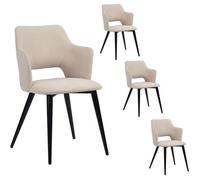 MEUBLES COSY Lot de 4 Chaises de Salle à Manger - Siège en Tissu Beige, Pieds en Métal Noir - Style Scandinave