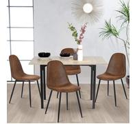 MEUBLES COSY Lot de 4 Chaises Scandinave Design Tissu en Daim Marron Pied Métal Noir Salle à manger(CHAISE UNIQUEMENT)