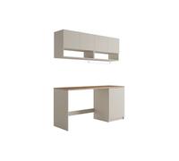 Vente-unique - Meubles de buanderie pour Machine à Laver avec Plan de Travail - L182 cm - Couleur Beige et Naturel Clair - NATAJI