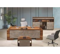 Meubles de bureau Bureau d'angle Table de bureau complète Set 3pcs Bois Marron