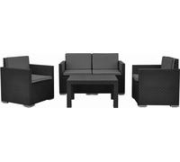 Meubles de jardin en poly rotin MALIBU Set 4 pièces + coussins PROGarden