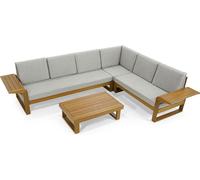 Meubles de jardin gris clair Meubles en bois Canapé d'angle noble Table basse 2pcs Garniture