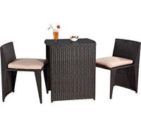 Meubles de jardin Melko Set de 3 sièges en poly rotin Ensemble de jardin pour manger - Noir