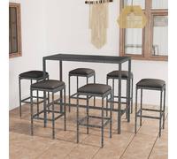 Meubles de jardin pratiques Balcon Set 7-pièces Bar de jardin avec coussins Poly Rotin Gris - Ensemble de meubles de jardin ,meubles design 5706120 2parcel