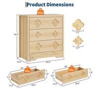 Meubles de rangement modernes - Commode en bois avec plusieurs tiroirs - Pour chambre, couloir, salle à manger - Style moderne de type rustique - À assembler soi-même - Couleur bois naturel