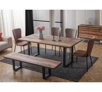 Meubles de salle à manger bruns Table de salle à manger de luxe 4x chaises de salle à manger en bois Banc
