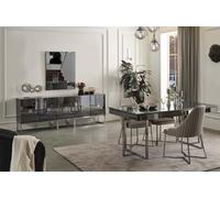 Meubles de salle à manger noirs Table de salle à manger exclusive 4x chaises Buffet 6pcs Set
