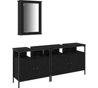 Meubles de salle de bain 3 pcs Noir Bois d'ingénierie