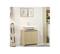 vidaXL Meubles de salle de bain Chêne sonoma Bois d'ingénierie, armoire de salle de bain, armoire de rangement de toilette, 849610 Marron G