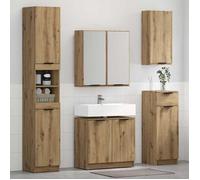 Meubles de salle de bain élégant - ECOHOME - bois d'ingénierie - chêne artisanal - 64,5 x 33,5 x 59 cm - 4 portes à charnières - 3 é