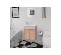 vidaXL Ensemble 3 meubles salle de bain beige