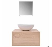 Meubles de salle de bains trois pièces - vidaXL - Beige - 40x34x20cm - bois d’aggloméré - Robinet inclus 992635