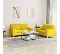 Meubles Ensemble de canapés 2 pièces avec coussins Tissu jaune clair - Canapés classiques 3201295