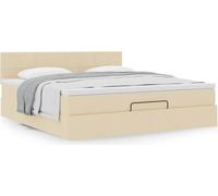 Meubles Glamour Lit ottoman avec matelas Crème 160x200 cm Tissu - Lits classiques CC4326566